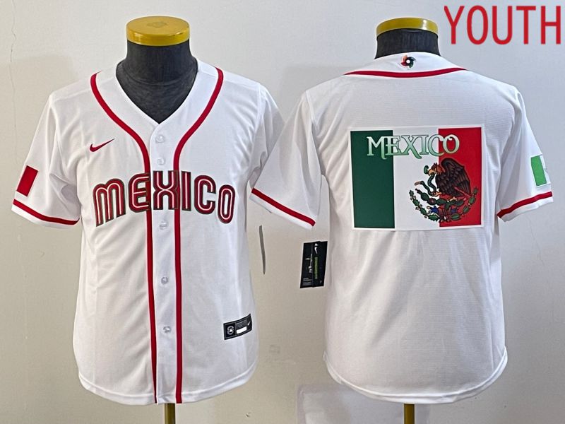 Youth 2023 World Cub Mexico Blank White Nike MLB Jersey3